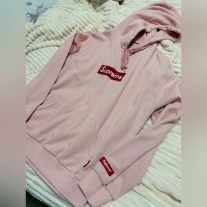 Supreme Light Pink Sweatshirt with Red Tags